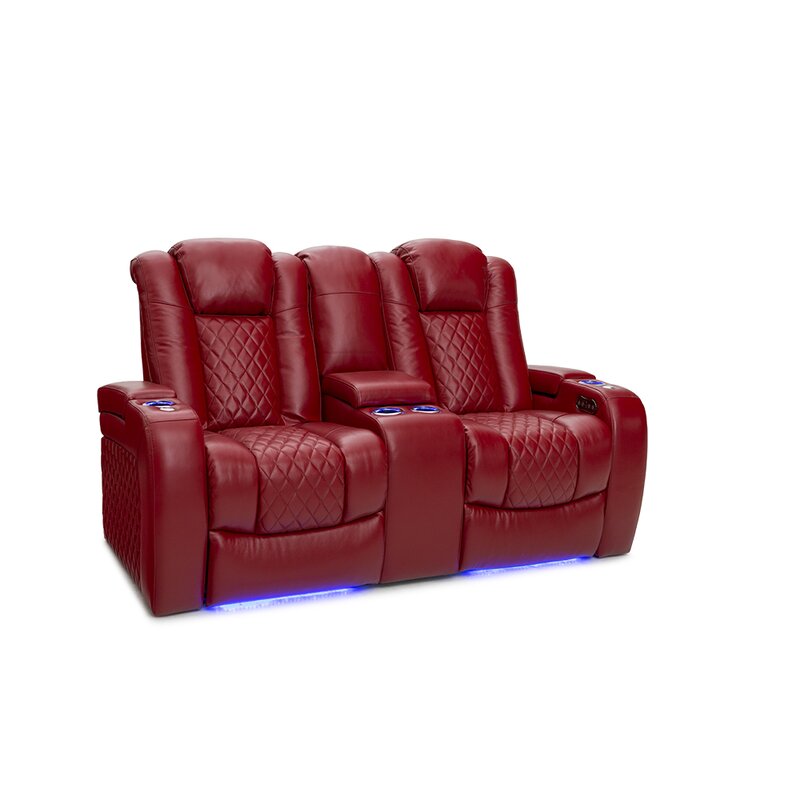 Latitude Run Leather Home Theater Loveseat Reviews Wayfair   Leather Home Theater Loveseat 